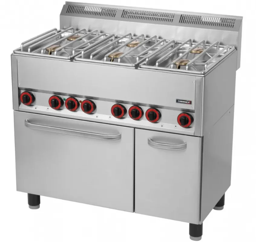 Commande En Gros Fourneau gaz 6 feux 6 x 4 500 w avec four électrique ventilé gn 1/1