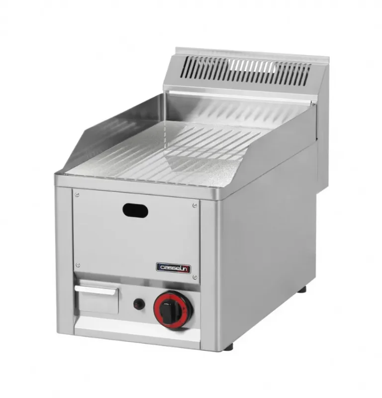 Plaque à snacker gaz chrome rainurée à poser - avec surface 320x480 mm inox Meilleur Prix