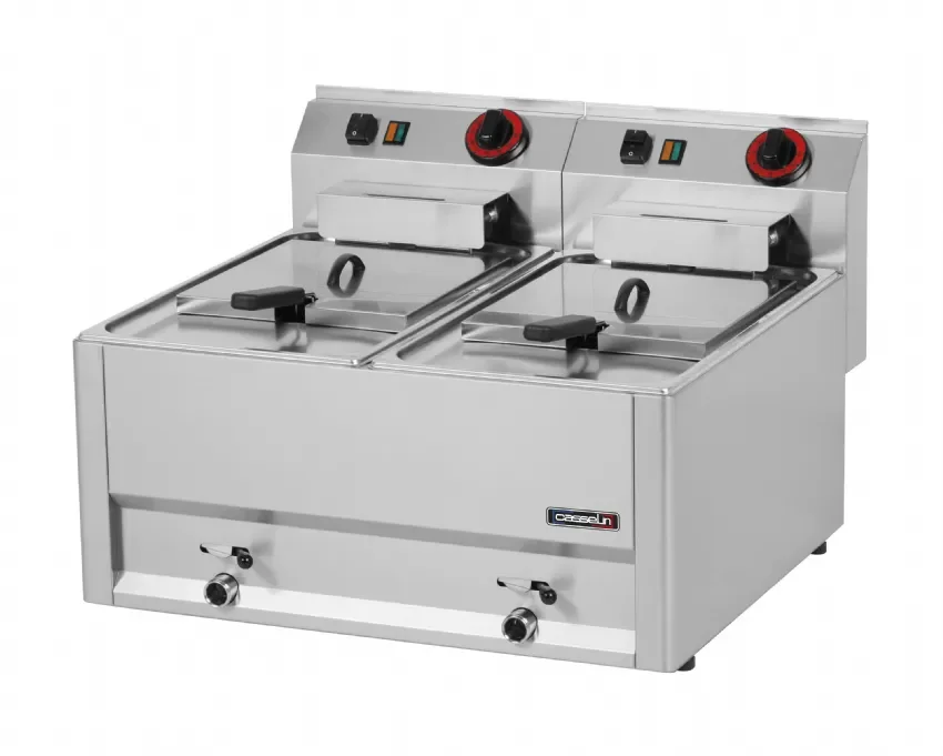 Friteuse électrique à poser avec vanne de vidange 2x8 l et 2 paniers inox Vente Directe