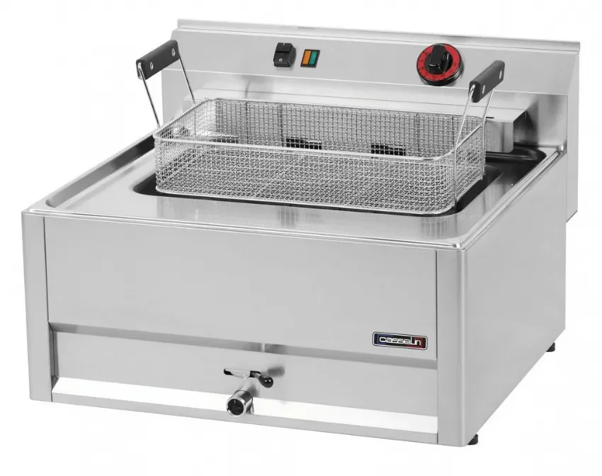 Soldes Friteuse électrique à poser avec vanne de vidange 16 l température 190°c - 658x609x448