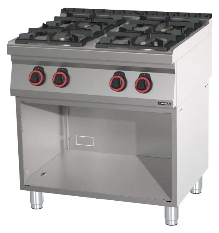 Vente Flash Fourneau gaz 4 feux avec soubassement ouvert inox