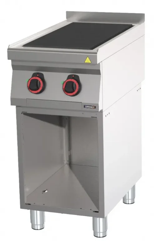 Fourneau électrique 2 plaques coup de feu avec soubassement triphasé inox Certifié