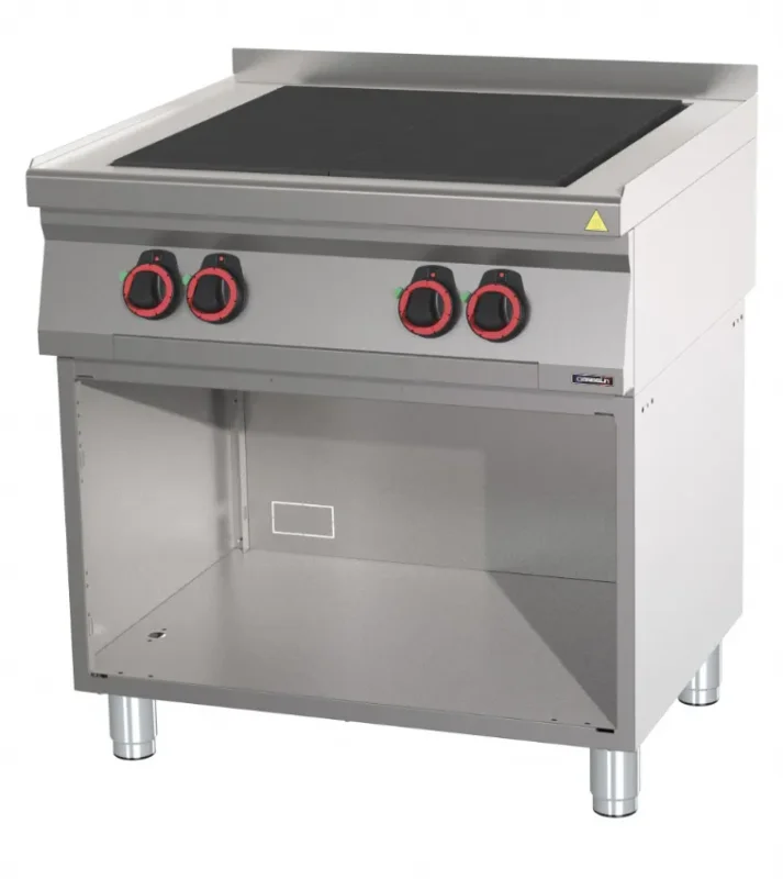 Commander Vite Fourneau électrique 4 plaques coup de feu avec soubassement triphasé inox