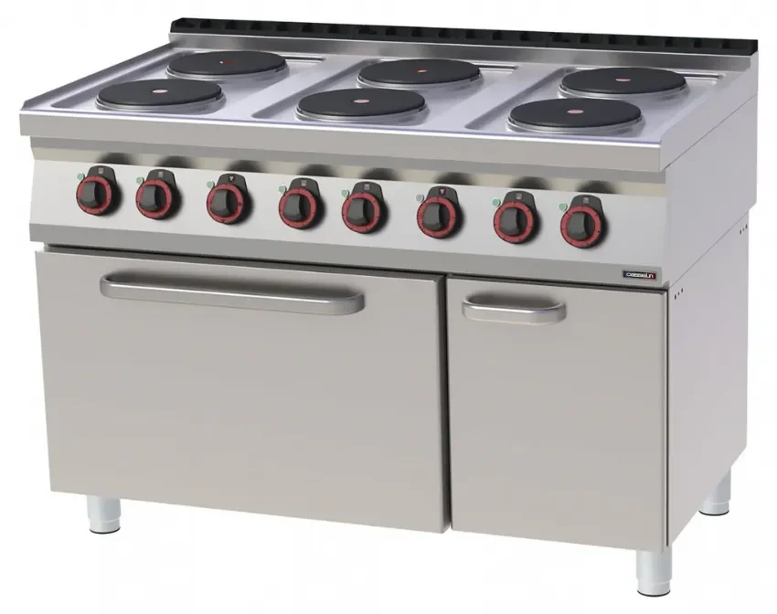 Fourneau électrique 6 feux triphasé - avec four électrique statique gn 2/1 Bon Plan
