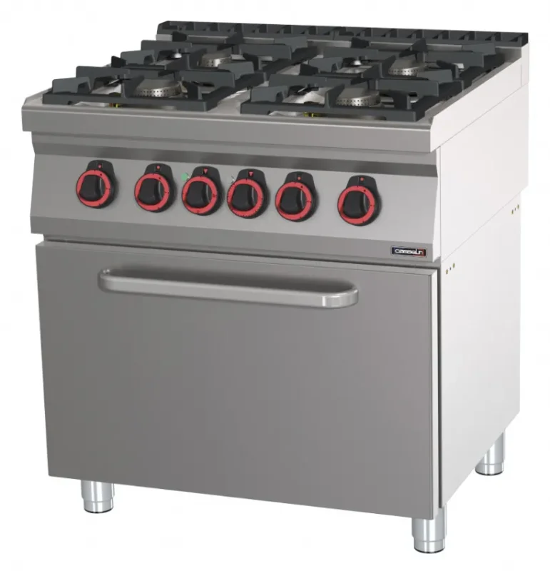 Bon Marché Fourneau gaz 4 feux dessus inox avec four électrique statique gn 2/1