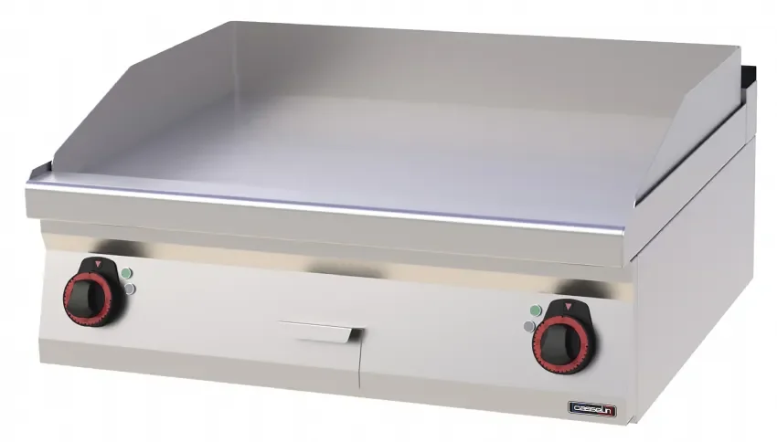 Plaque à snacker triphasée fonte d'acier lisse avec surface 800x510 mm inox Solde