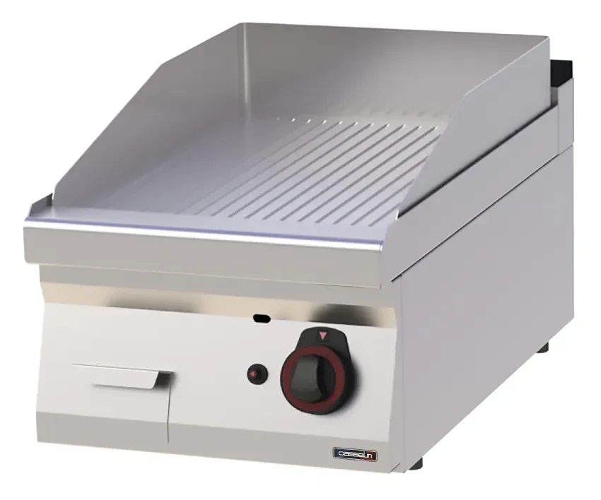 Plaque à snacker gaz chrome rainurée - avec surface 400x510 mm puissance 7 kw Expédition Rapide