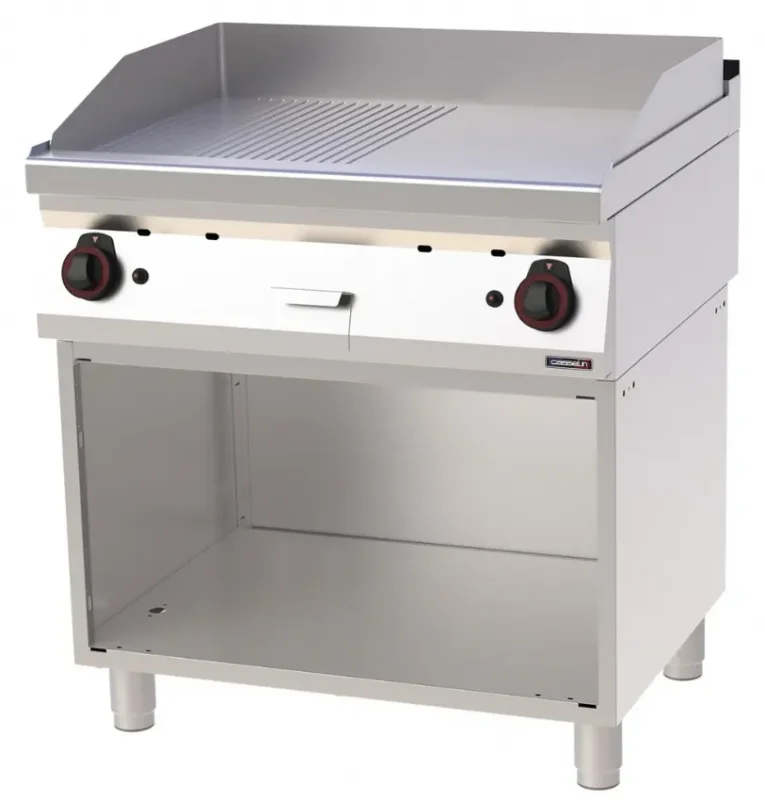 Expédition Rapide Plaque à snacker chrome lisse et rainurée gaz - avec plaques 400x510 mm inox
