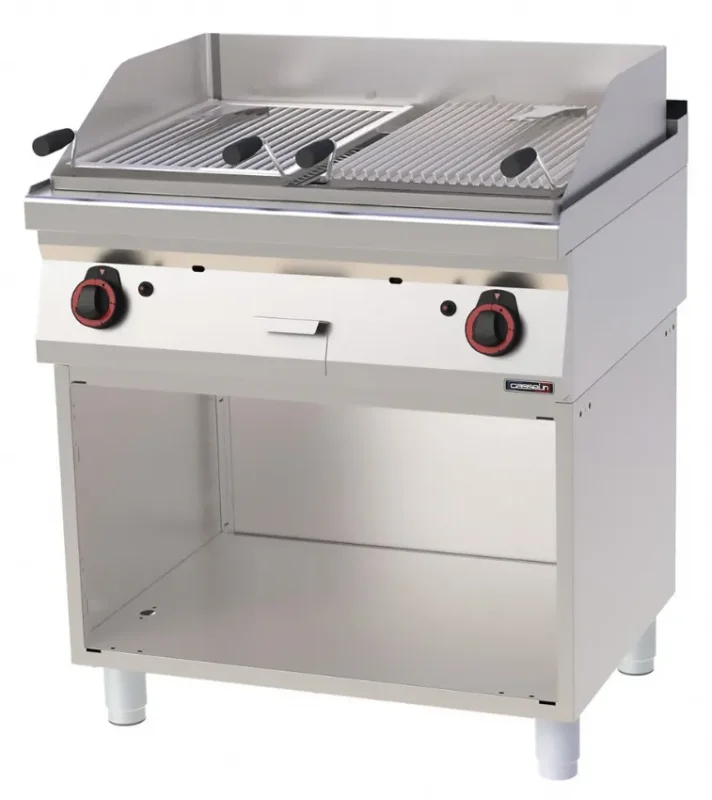Grill pierre de lave gaz double sur soubassement avec 2 zones grille Bon Plan