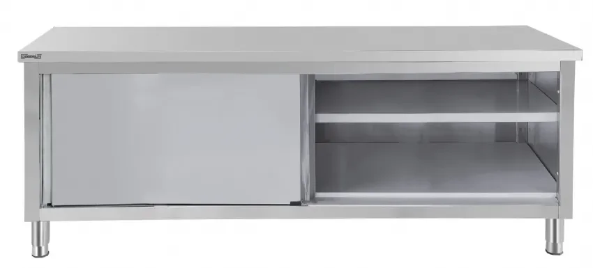 Nouveauté Table de travail inox avec portes coulissantes longueur 1400mm