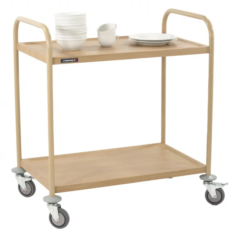 Soldes Chariot de service imitation bois 2 plateaux avec capacité 120 kg