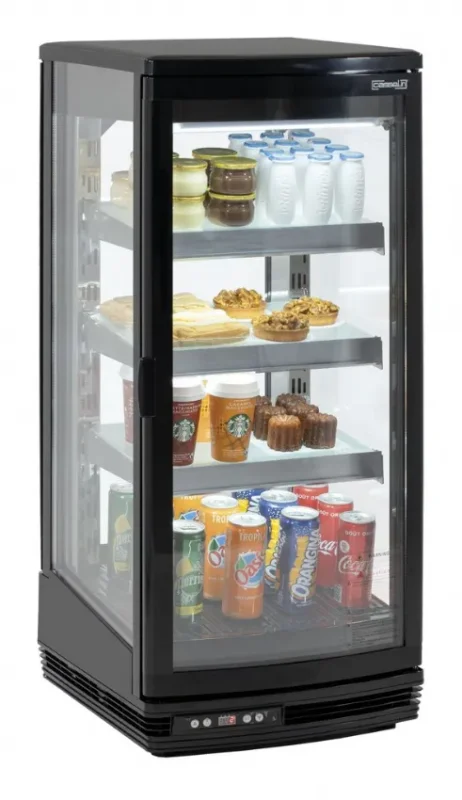 Mini vitrine réfrigérée noire vitres droites température +2/+8°c et 93 l Nouveauté