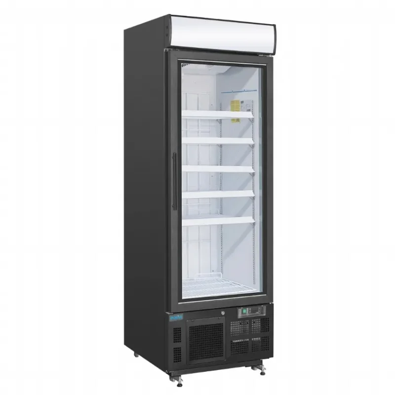 Vitrine réfrigérée libre-service négative noire avec caisson lumineux 412 litres - 680x745x1990 mm Populaire