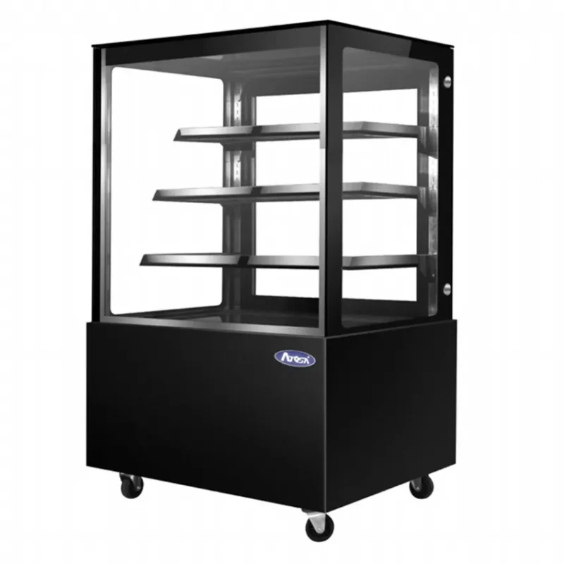 Vitrine réfrigérée panoramique noire libre-service avec 3 étagères 438 litres - 1200x660x1350 mm Haute Qualité