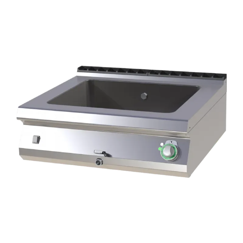Bain marie professionnel électrique à poser gn2/1 avec vidange sur panneau avant Usine Directe