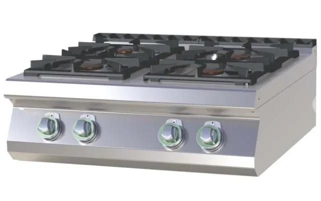 Expédition Rapide Cuisinière de restauration pro à poser 4 feux à gaz dont 1 de 4kw en haut à gauche