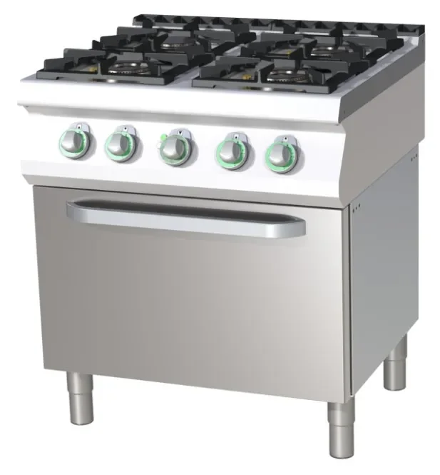 Réduction Cuisinière de restauration pro 4 feux à gaz sur four à air électrique gn1/1