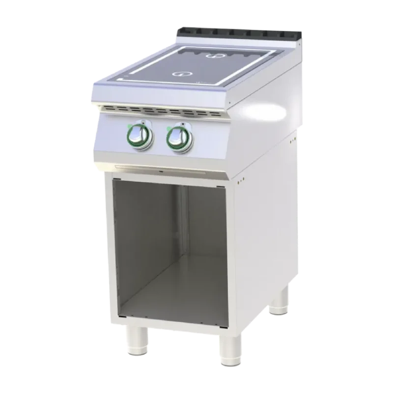 Nouveauté Cuisinière de restauration pro 2 feux à induction 3,5kw chacun sur armoire ouverte