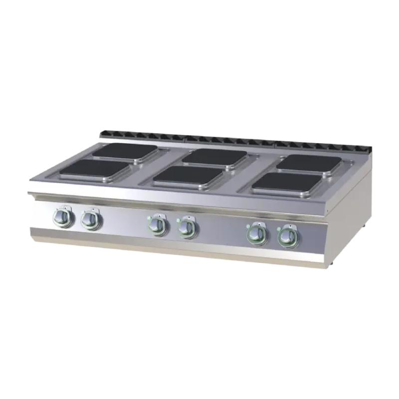 Cuisinière de restauration électrique pro à poser 6 feux carrés 2,6kw chacun Achat Immédiat