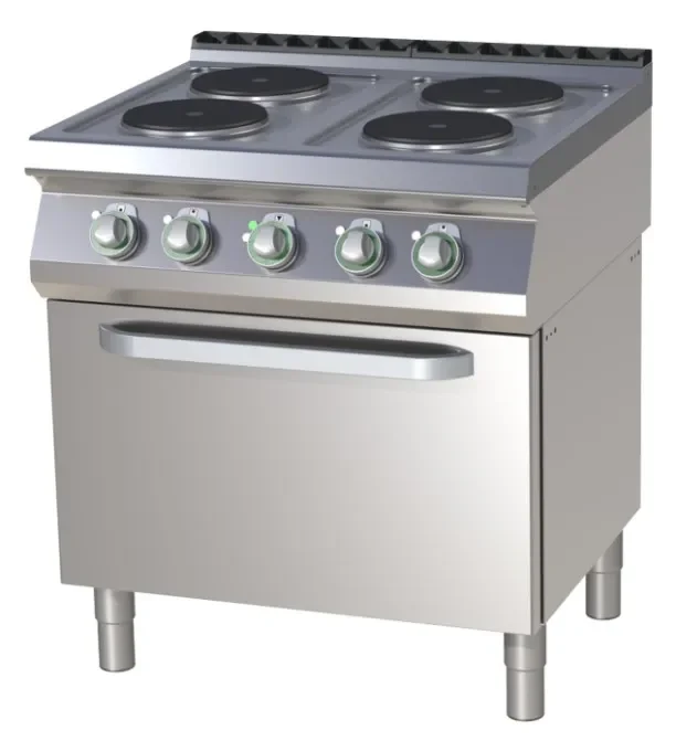 Cuisinière de restauration pro électrique 4 feux ronds sur four à air gn1/1 Meilleure Vente