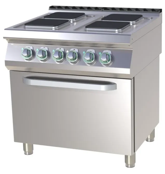 Cuisinière de restauration pro électrique 4 plaques carrées 2,6kw chacun sur four statique gn2/1 Acheter Direct