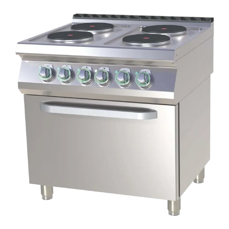 Cuisinière de restauration pro électrique 4 feux 2,6kw chacunsur four statique gn2/1 Soldes