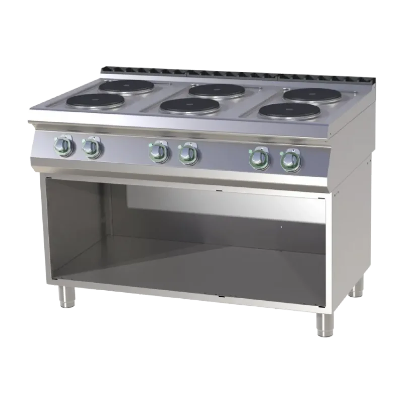 Prix Cassé Cuisinière de restauration pro électrique 6 feux 2,6kw chacun sur armoire ouverte