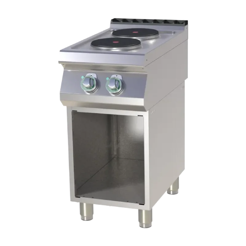 Livraison Gratuite Cuisinière de restauration pro electrique 2 feux ronds 2,6kw chacunsur armoire ouverte