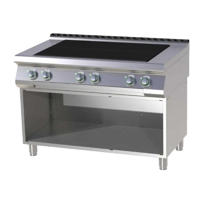 Cuisinière de restauration pro électrique 6 feuxsur armoire ouverte Haute Qualité
