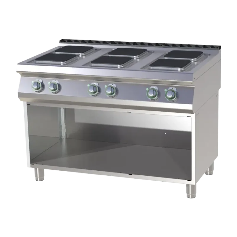 Achetez Aujourd’hui Cuisinière de restauration pro électrique 6 feux carrés 2,6kw sur armoire ouverte