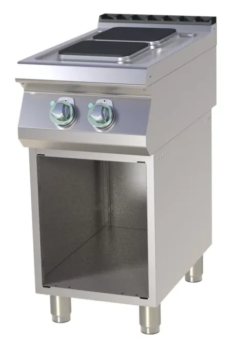 Dernier Modèle Cuisinière de restauration pro 2 feux 2,6kw chacun électriquesur armoire ouverte