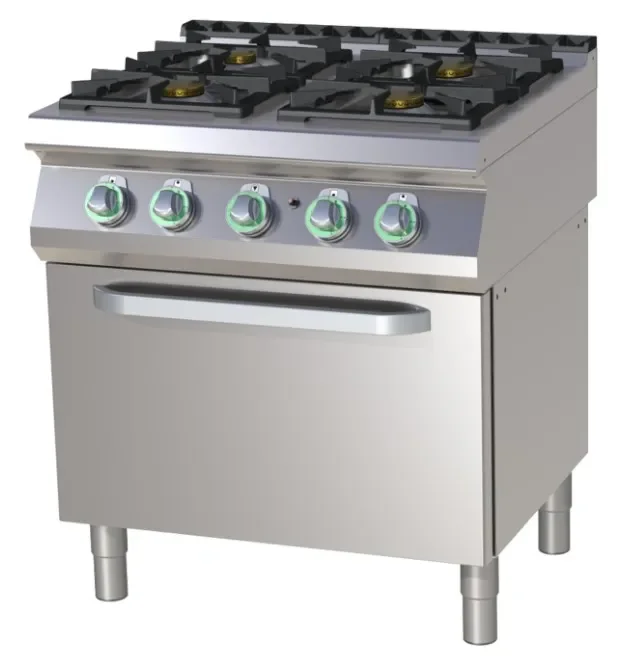Authentique Fourneau pro à gaz 4 feux sur four à gaz 35,5kw