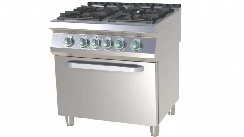 Quantité Limitée Fourneau pro 4 feux à gaz avec four électrique statique 6,3kw