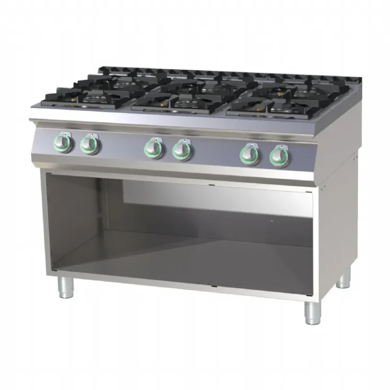 Fourneau pro à gaz 6 feux 39kw sur armoire ouverte Quantité Limitée