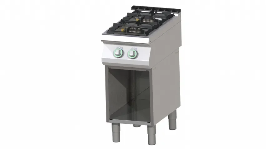 Fourneau pro 2 feux à gaz 12kw sur armoire ouverte Remise