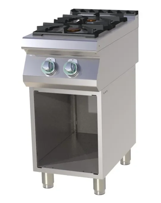 Livraison Gratuite Fourneau pro 2 feux à gaz 12,5kw sur armoire ouverte