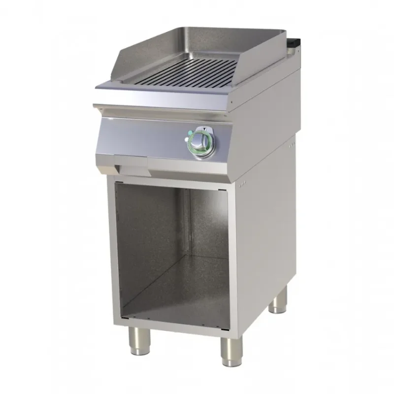 Plaque de cuisson pro électrique à poser plaque nervurée chromée 56x37 Prix Choc