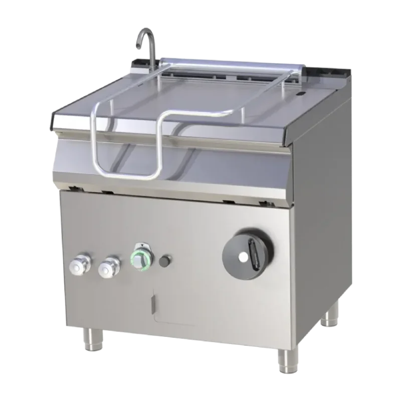 Prix Promo Sauteuse basculante professionnelle à gaz cuve en inox 50l sur coffre allumage piezo