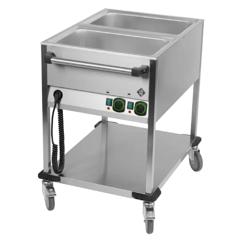 Bain marie mobile électrique gn 2-1/1 commande sur le côté court avec étagère basse Promotion