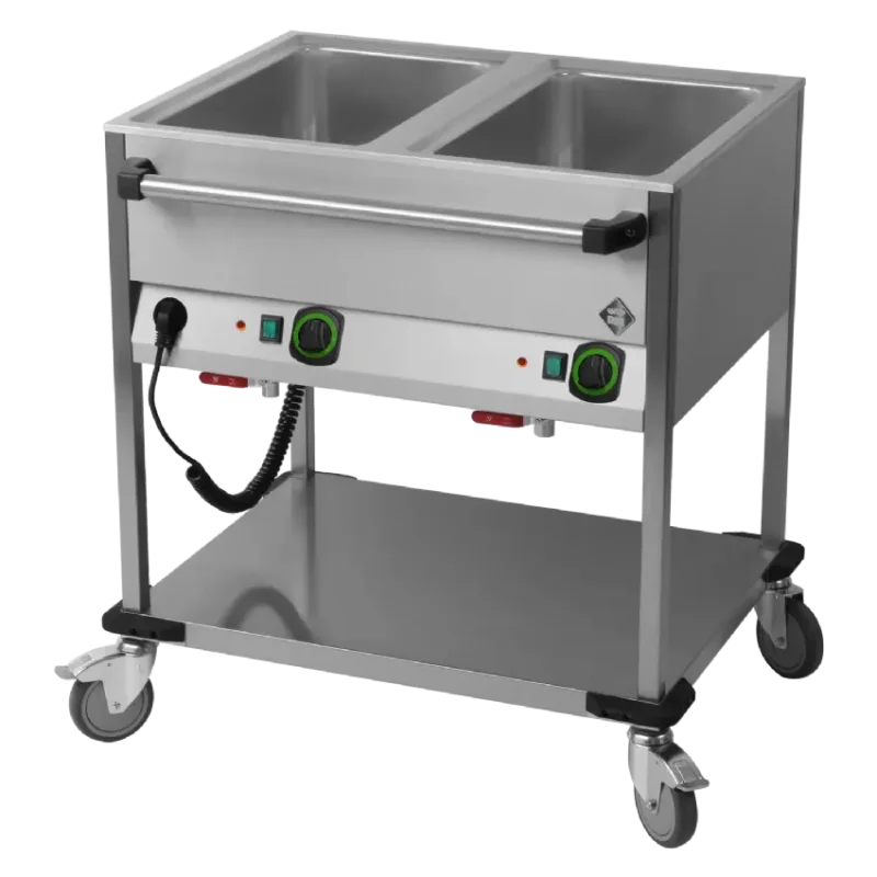 Dernier Modèle Bain marie mobile électrique gn 2-1/1 commande sur le côté long avec étagère basse