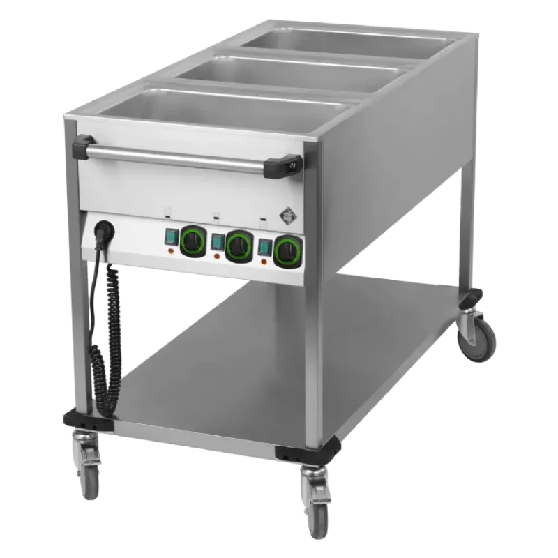 Promotion Bain marie mobile électrique gn 3-1/1 commande sur le côté court avec étagère basse