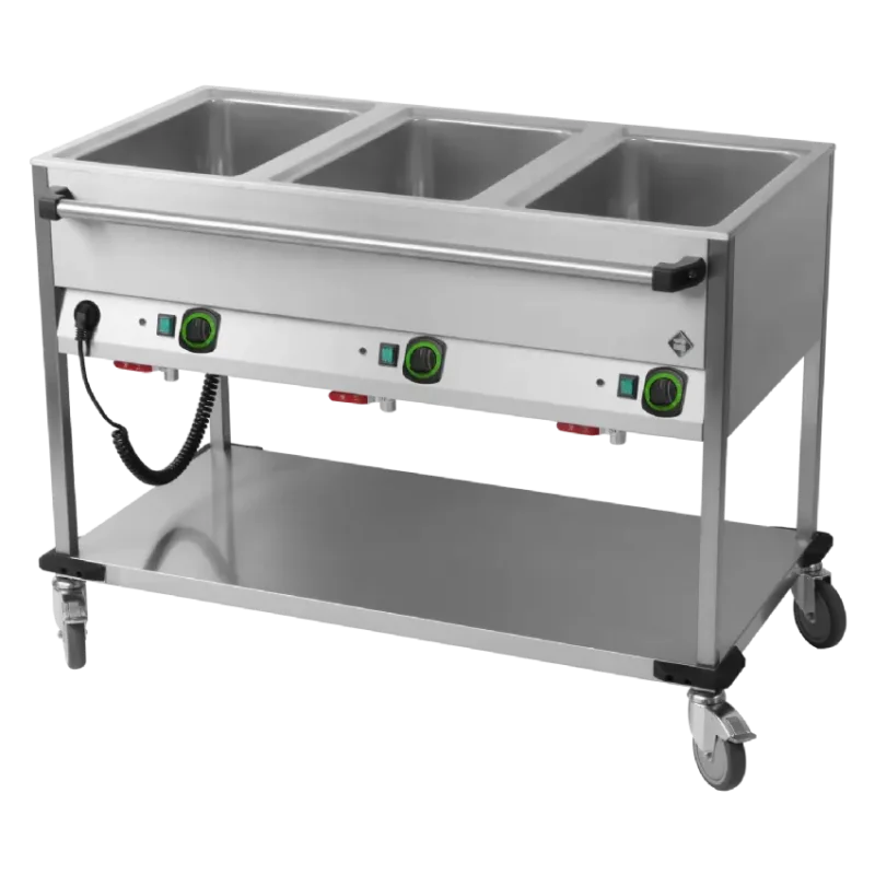 Nouveauté Bain marie mobile électrique gn 3-1/1 commande sur le côté long avec étagère basse