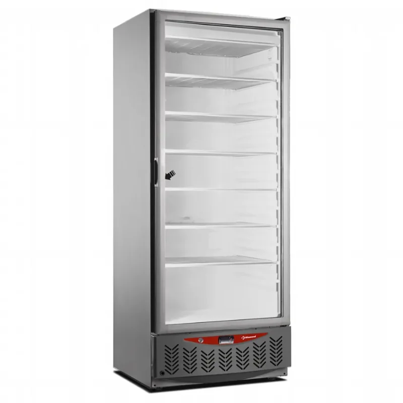 Réduction Congélateur professionnel statique en inox gn 2/1 et 600x400 avec 1 porte vitrée - 750x740x1900 mm