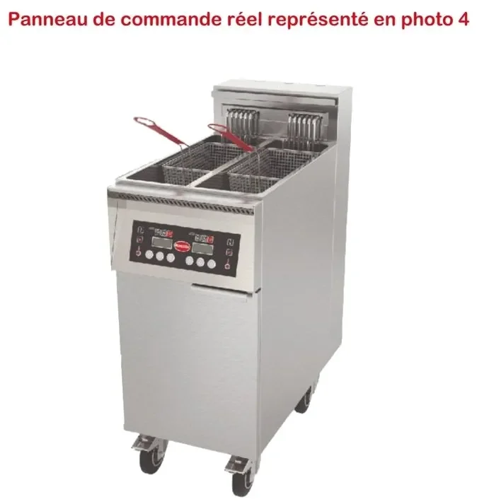 Friteuse électrique haut rendement sur coffre électronique avec pompe automatique 11+11 l Promotion Saisonnière