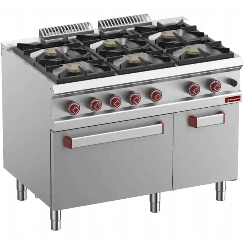 Fourneau 6 feux vifs - four gaz gn 2/1 Petit Prix
