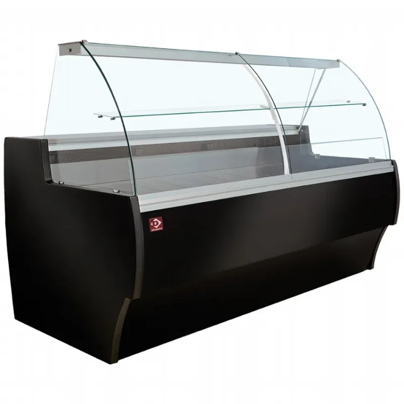 Top Vente Comptoir vitrine réfrigéré à vitre bombée ventilé avec réserve - noir