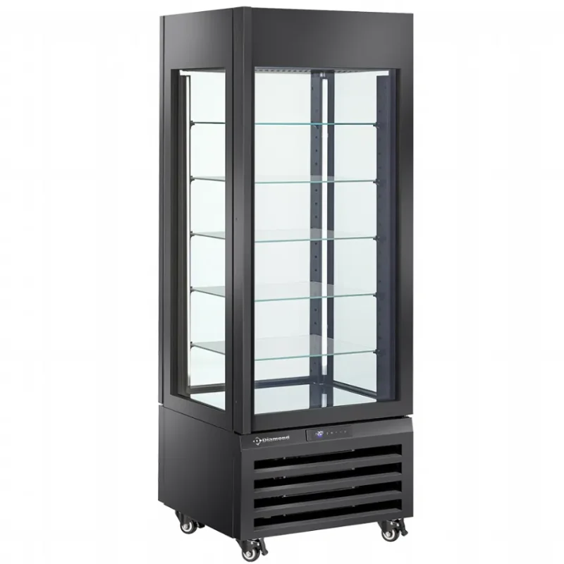 Vitrine vitrée - 440l - 5 niveaux en verre - ventilée - noir Pas Cher