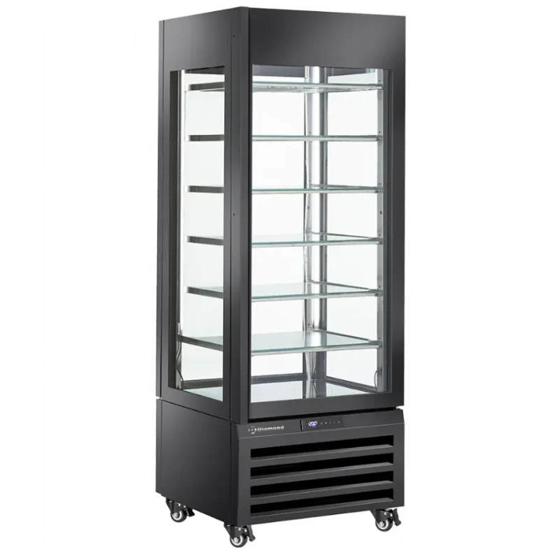 Nouvel Arrivage Vitrine négative 440l - 6 niveaux en verre statique - noir