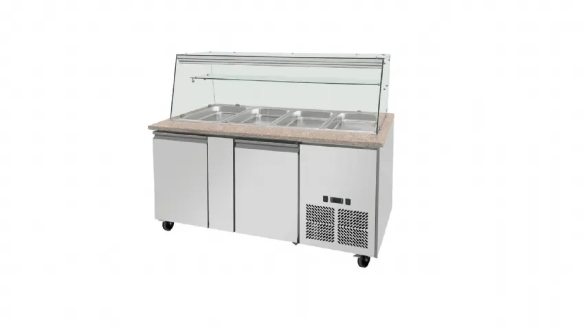 Quantité Limitée Saladette réfrigérée boisée avec 2 portes et capacité 502 litres gn1/1 x 4 - 1530×800×1400 mm