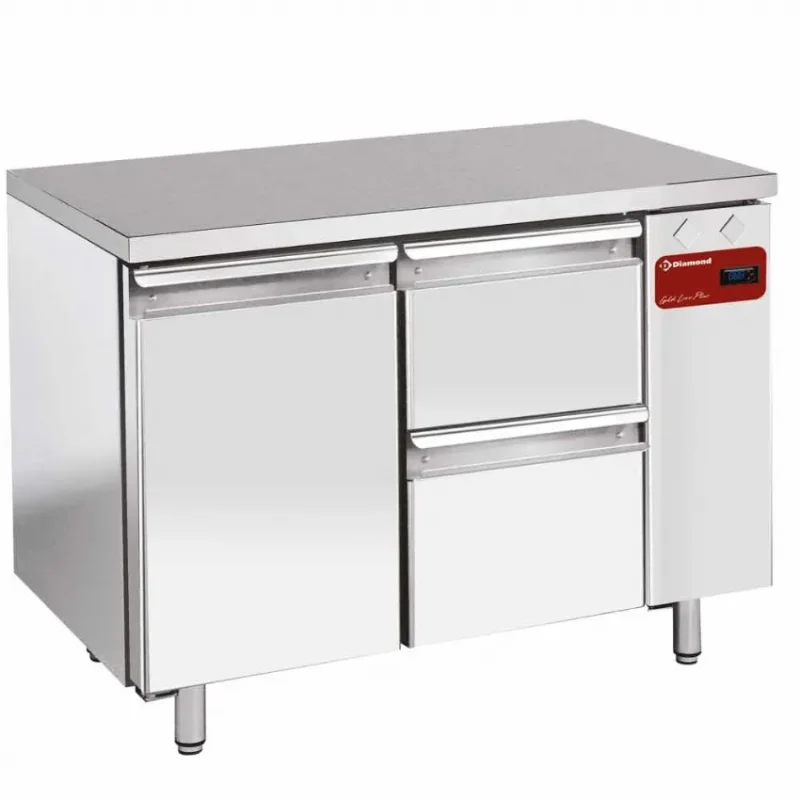 Authentique Table frigorifique composée de 1 porte et 2 tiroirs - 700 mm - gn 1/1